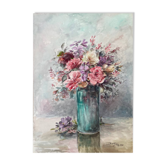 Spring Bouquet Painting Signed and Dated