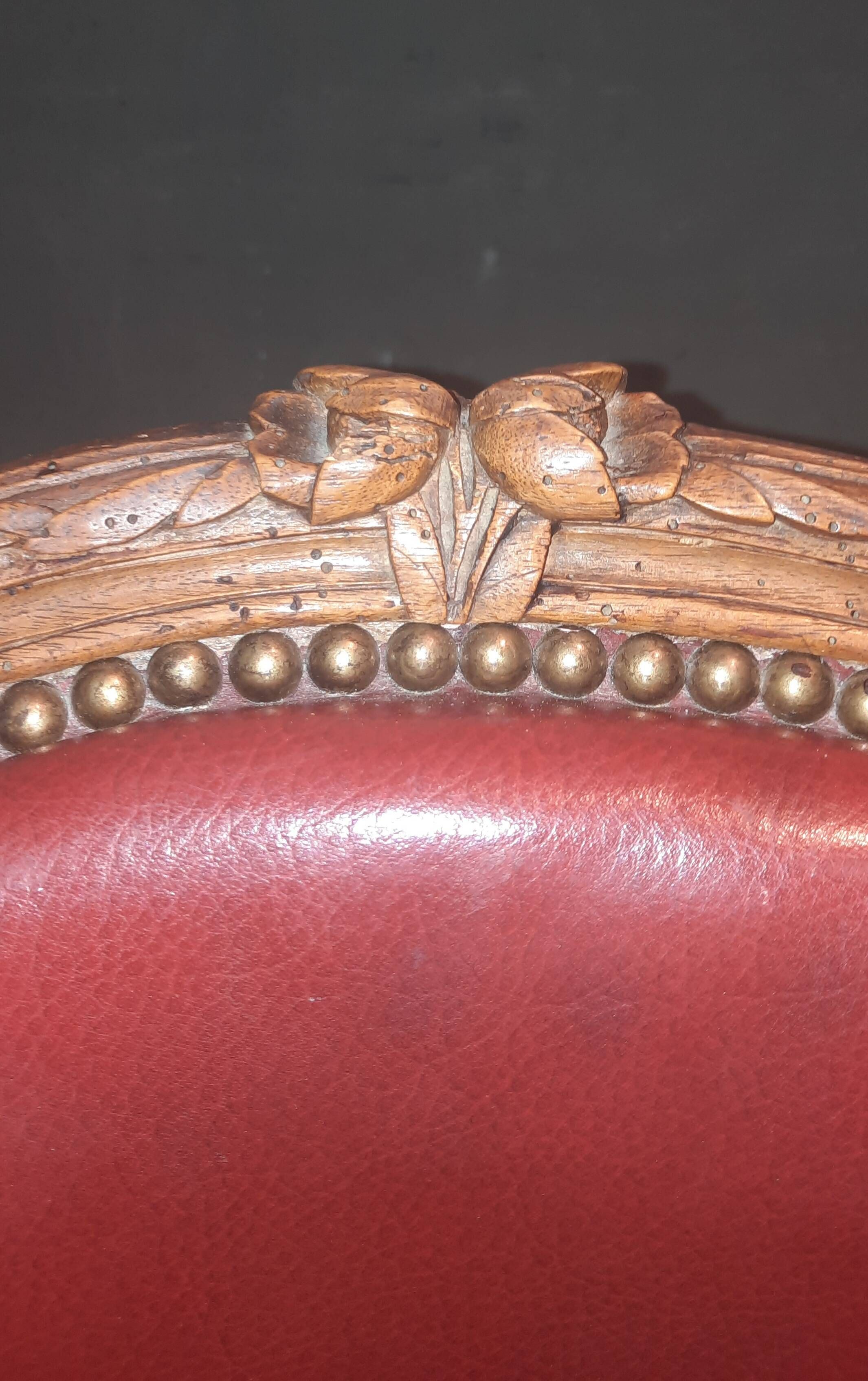 Louis XV period armchair covered in leather.