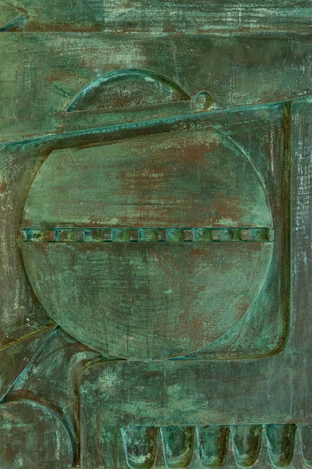 Victory of Segonzac. Sculpted and copper triptych panel. Contemporary.