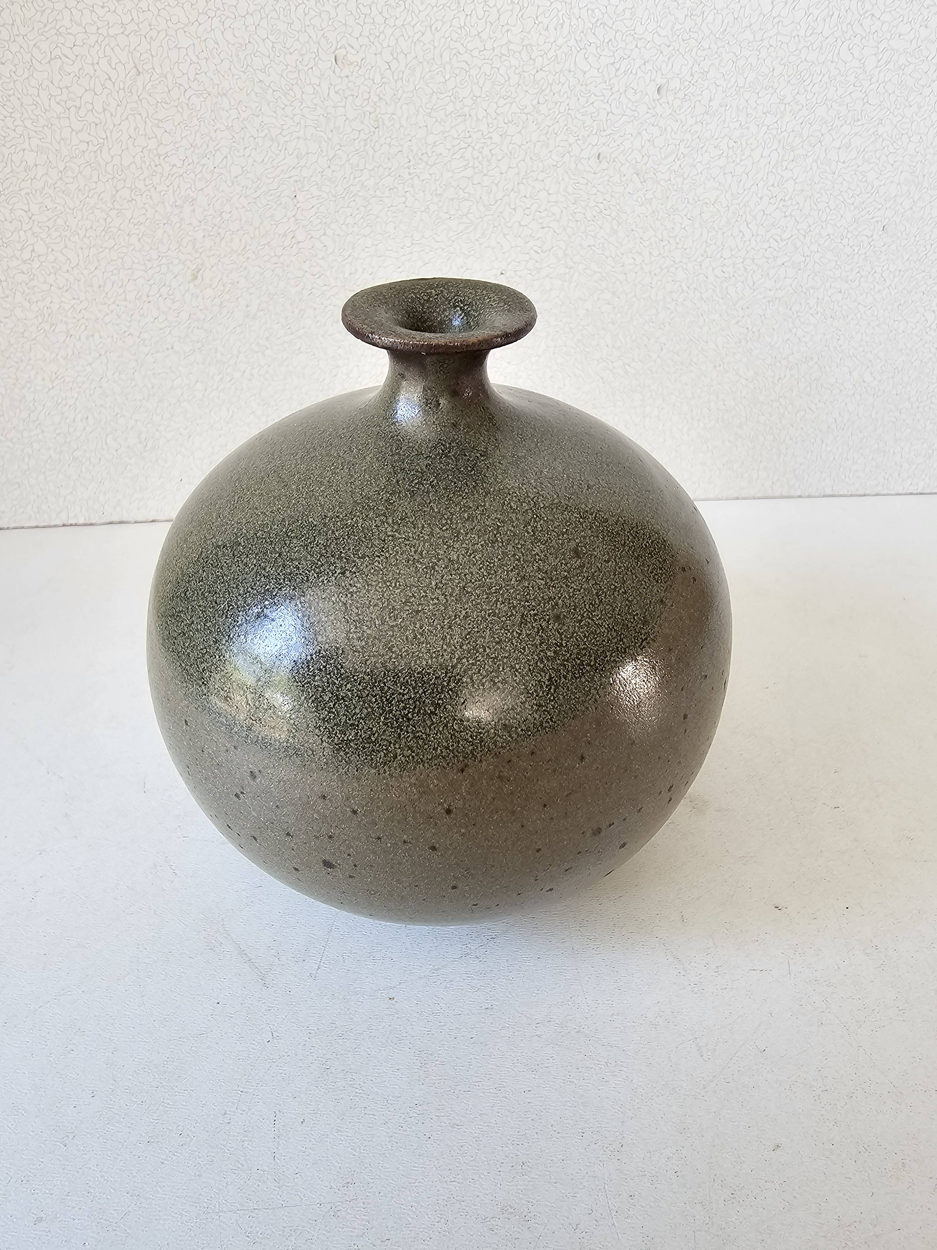 Glazed ceramic ball vase soliflore, unsigned.