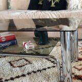 Chromium coffee table and 1970s smoked glass