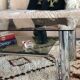Chromium coffee table and 1970s smoked glass