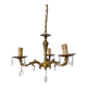 Antique 3-arm brass chandelier with tassels