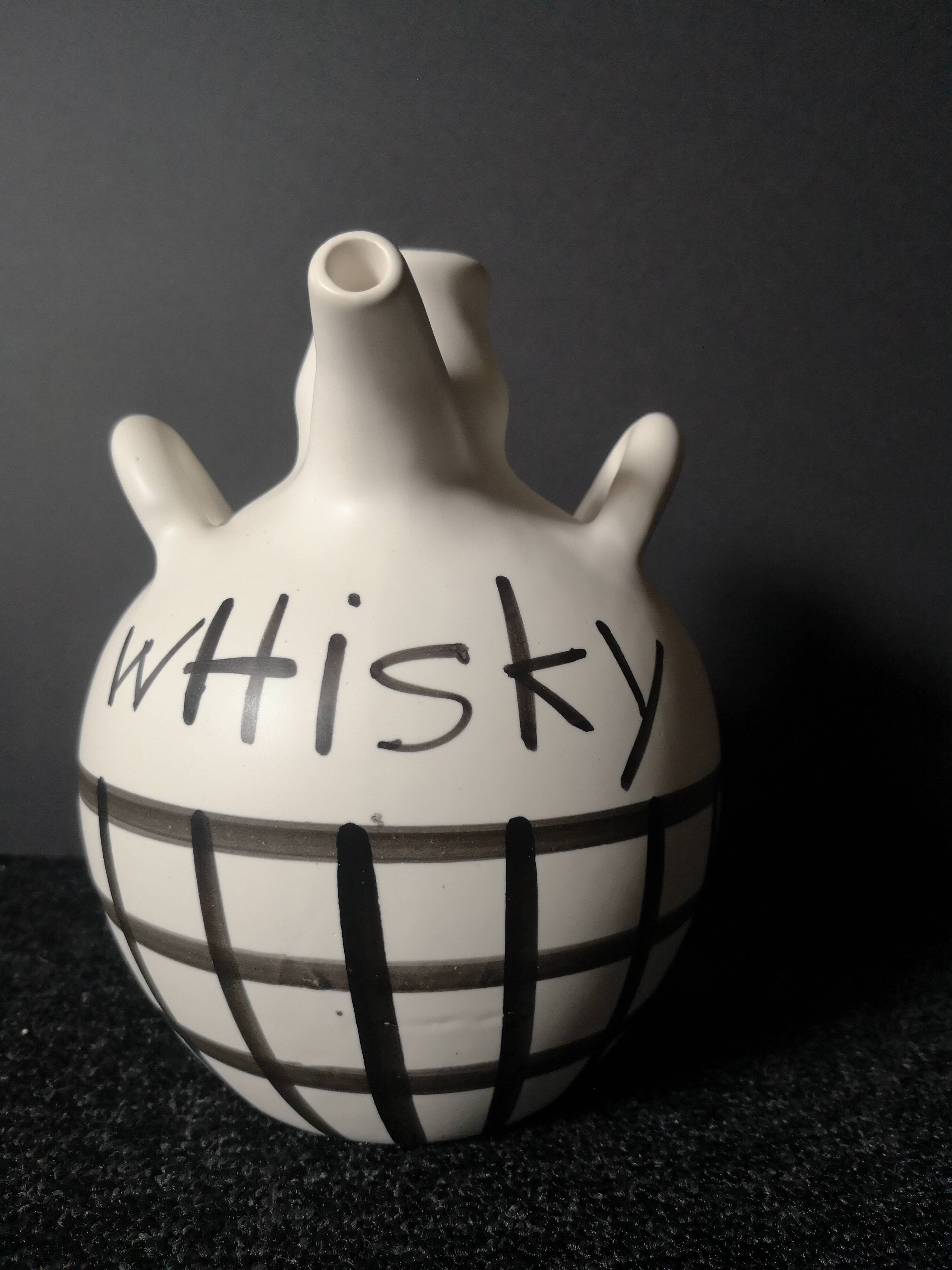 Rare pot carafe chevrette whisky vintage ceramic signed lili valentin