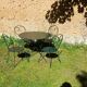 Salon de jardin ancien fer forgé 1 table 4 chaises vert wagon