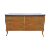 Vintage chest of drawers over glass decorated light oak 60's