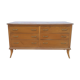 Commode vintage dessus verre décoré chêne clair années 60’