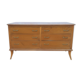 Vintage chest of drawers over glass decorated light oak 60's