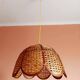 Large cane and rattan vintage bohemian suspension from the 1970s.