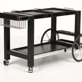 Tea trolley, black ash, chrome, vintage, modular, ca 1980
