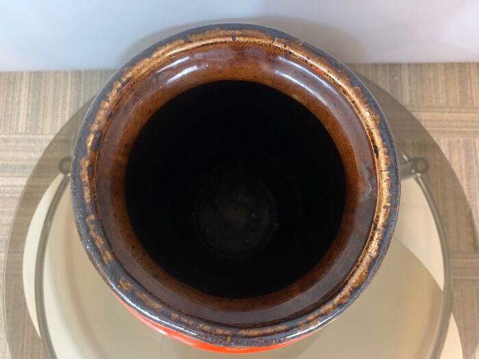West German Fat Lava Scheurich Keramik orange and brown vase 1970s