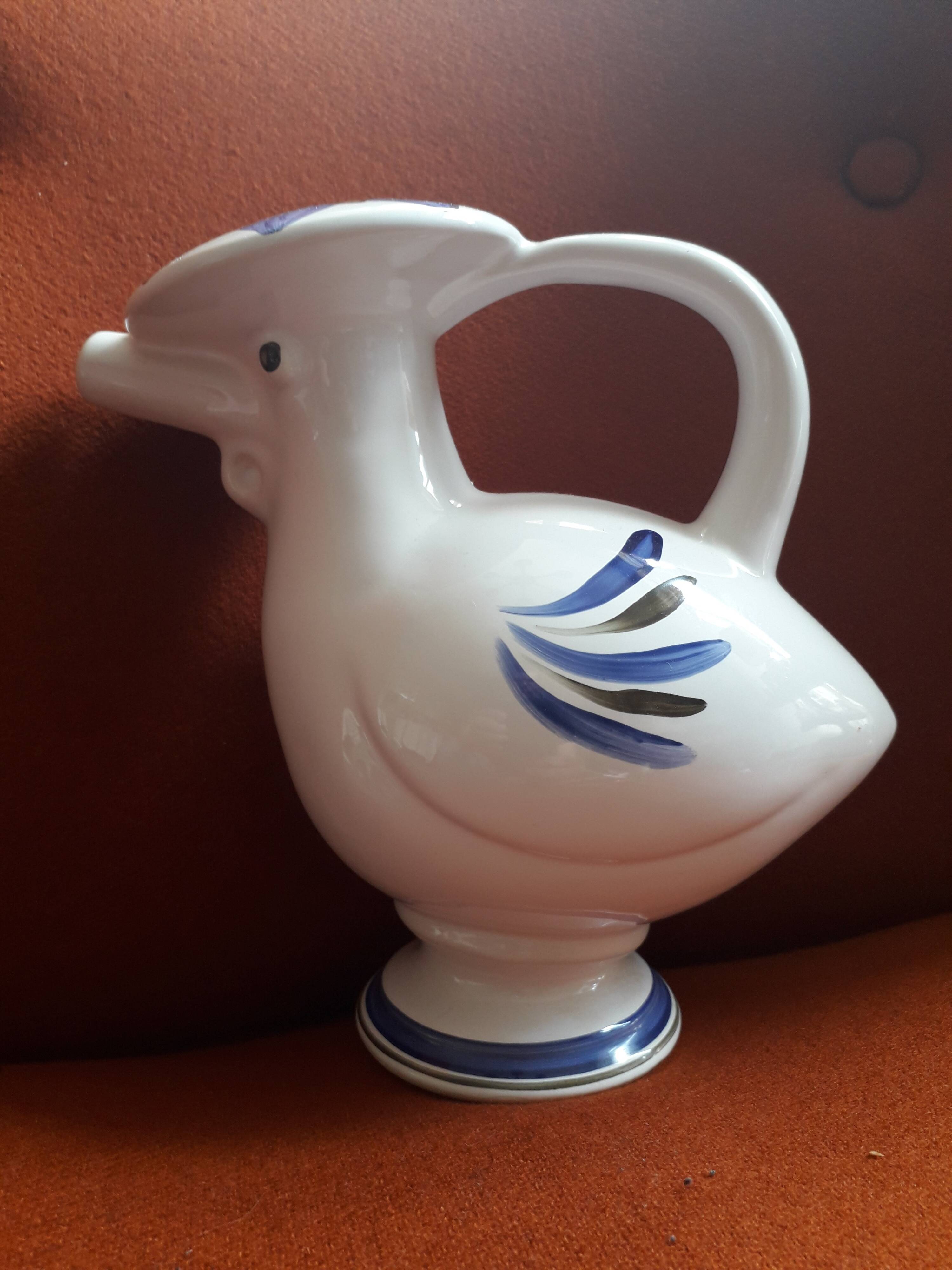 Vintage zoomorphic bird-shaped vase in Biot ceramic