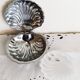 Scallop shell butter dish in metal and glass