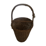 Oval basket, with rattan handle from the 1950s