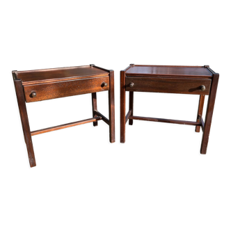 Vintage dark wood bedside tables