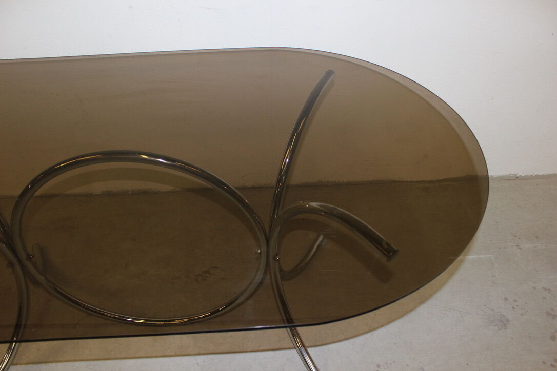 Smoked glass and chrome table circa 1970