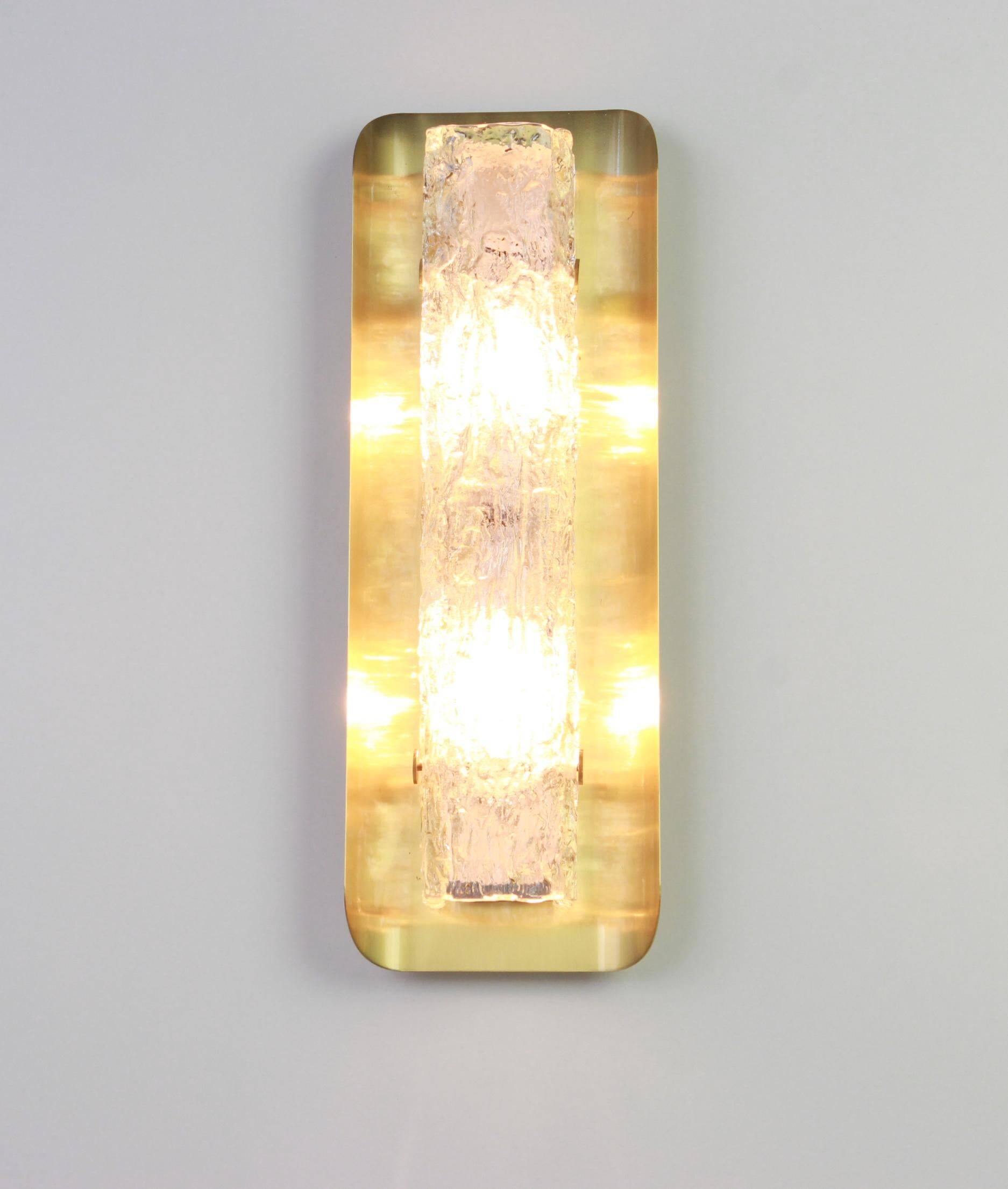 Applique murale en verre de glace Murano par Kaiser, Allemagne, années 1970