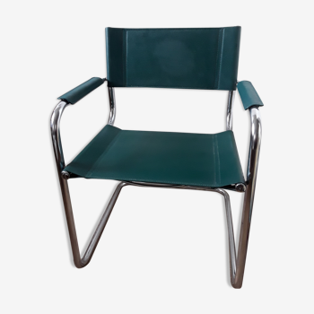 60/70s leather and chrome cantilever chair