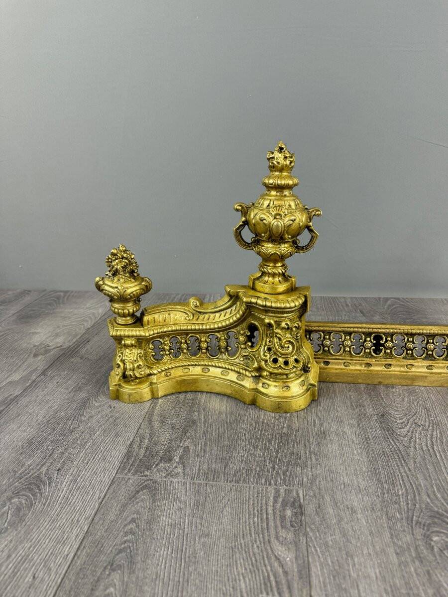 Pair of Gilt Bronze Andirons, Louis XVI Style, Late 19th Century