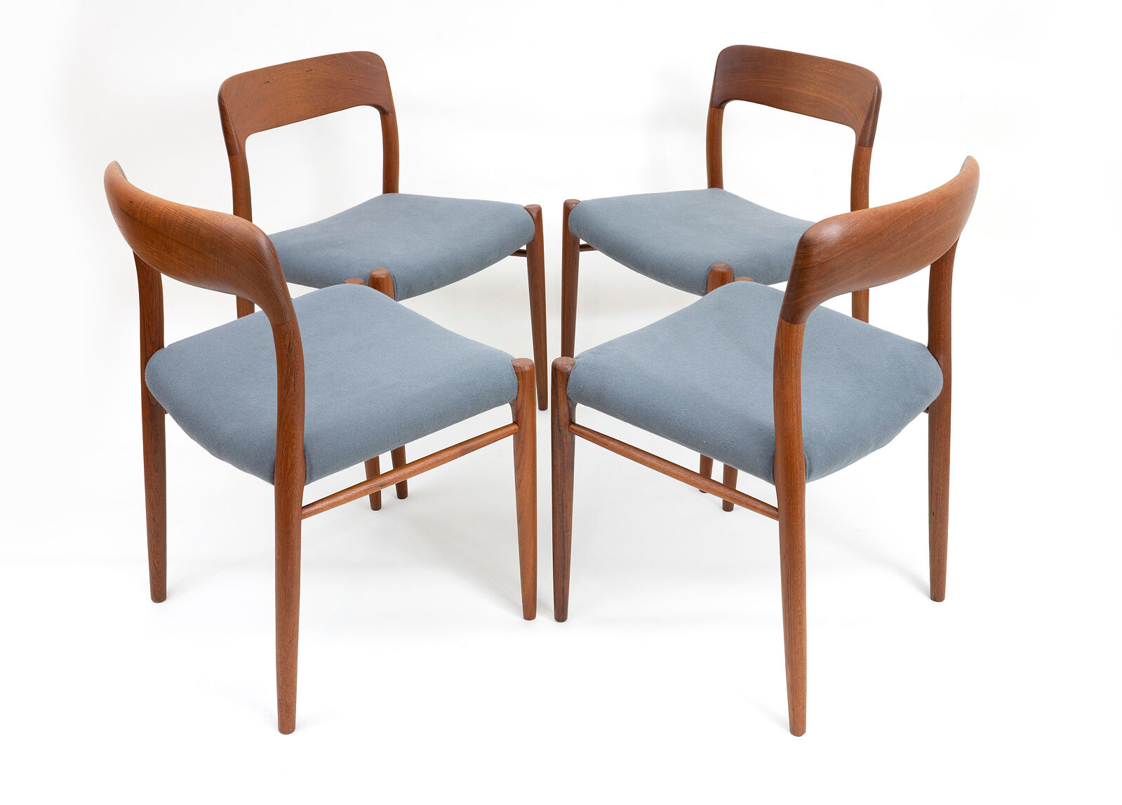 Danish teak chairs model 75 by Niels Otto Møller, Set of 4