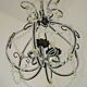 French Parisian Chic Black 3 Light Crystal Beaded 6 Sided Cage Chandelier 3620