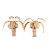 Paire d’appliques « cocotier/palmier » en rotin