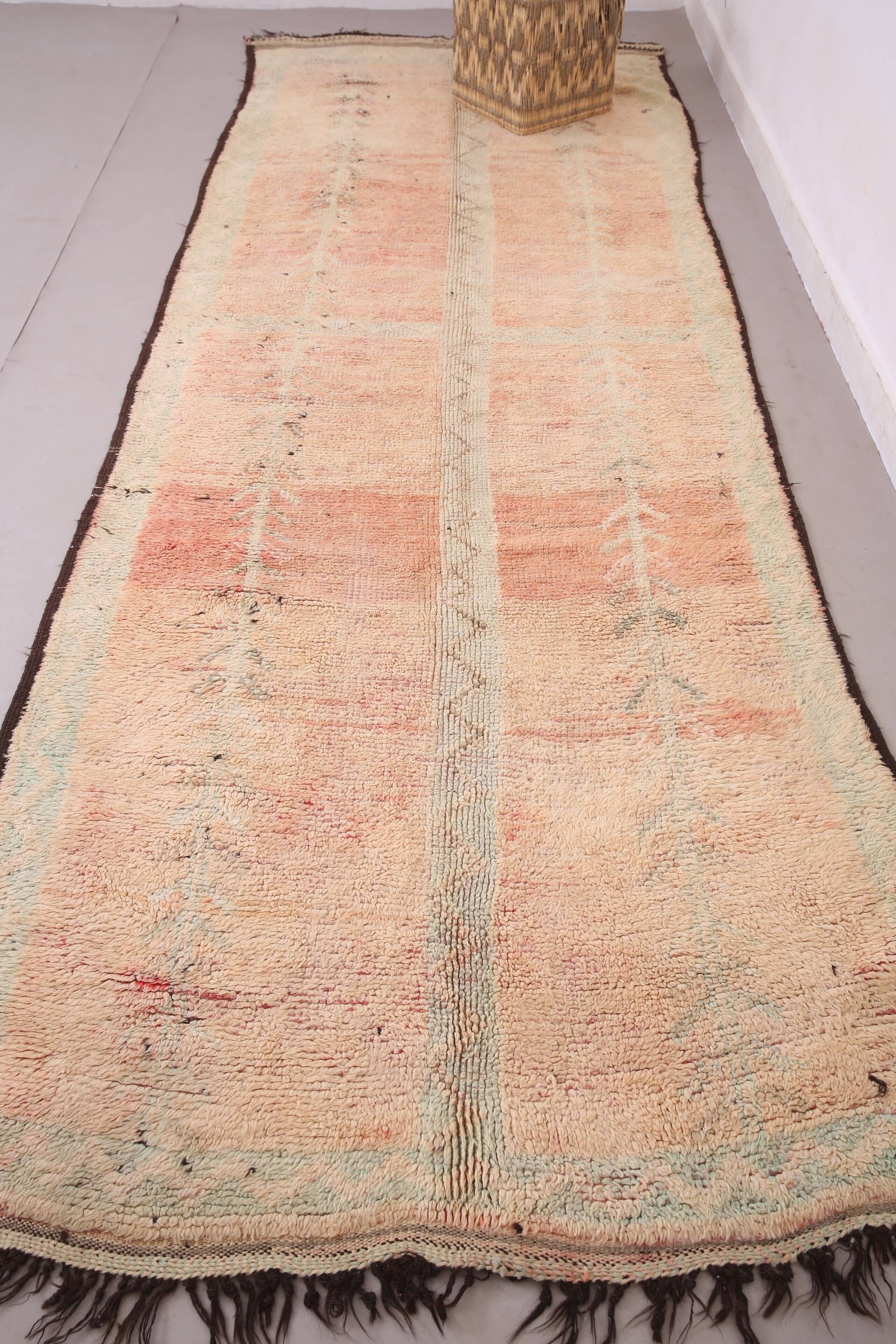 Peach Vintage Moroccan Rug 172 x 400 - Berber Wool Rug - Handmade Boho Rug