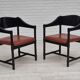 Années 1970, suite de 2 fauteuils finlandais par Lepokalusto, état d'origine, bois de bouleau, cuir.