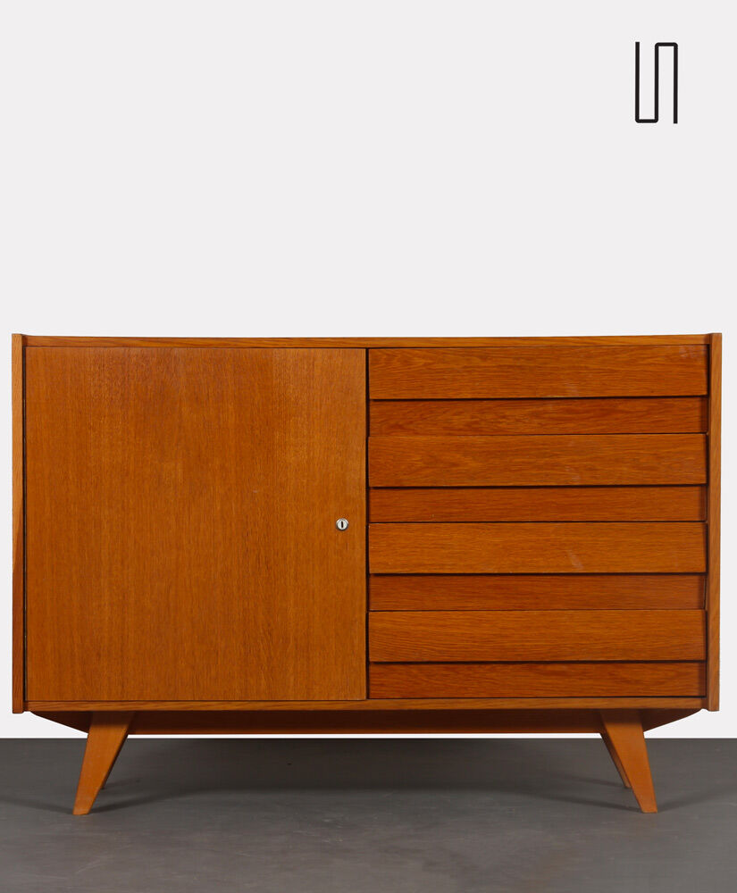 Vintage oak storage by Jiri Jiroutek, model U-458, 1960