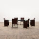 Tito Agnoli for Matteo Grassi leather dining table and six chairs
