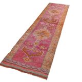 3x10 Pink & Brown Oriental Vintage Runner, 90x317Cm