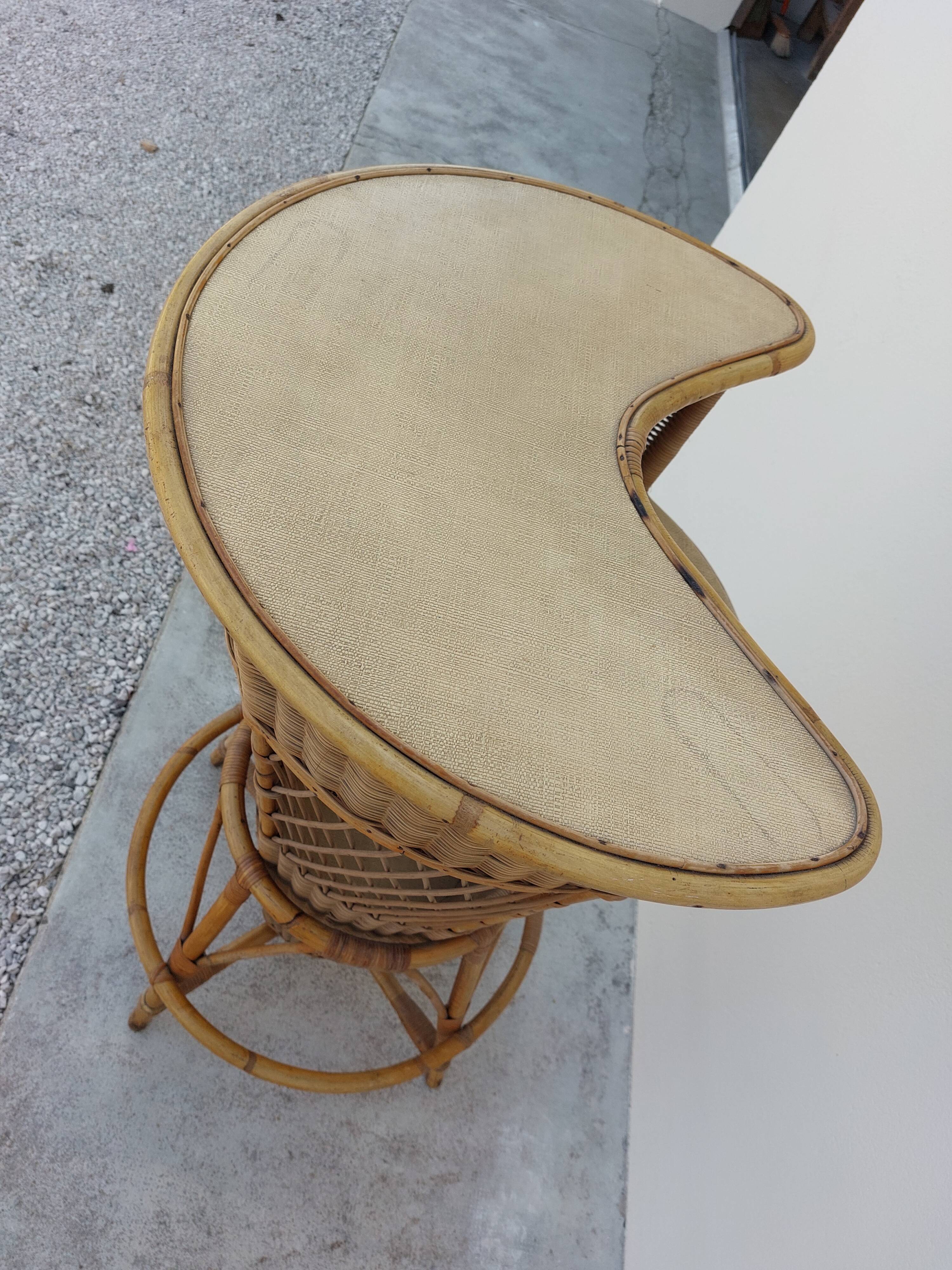 1950 vintage rattan cocktail bar