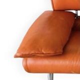 Orange leather 2 seater sofa