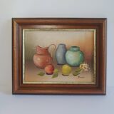 Still life painting frame signed vintage