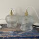 Set of two vintage electrified glass pendant lamps