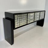 Italian Midcentury Black and Silver Leaf Sideboard, 1950s