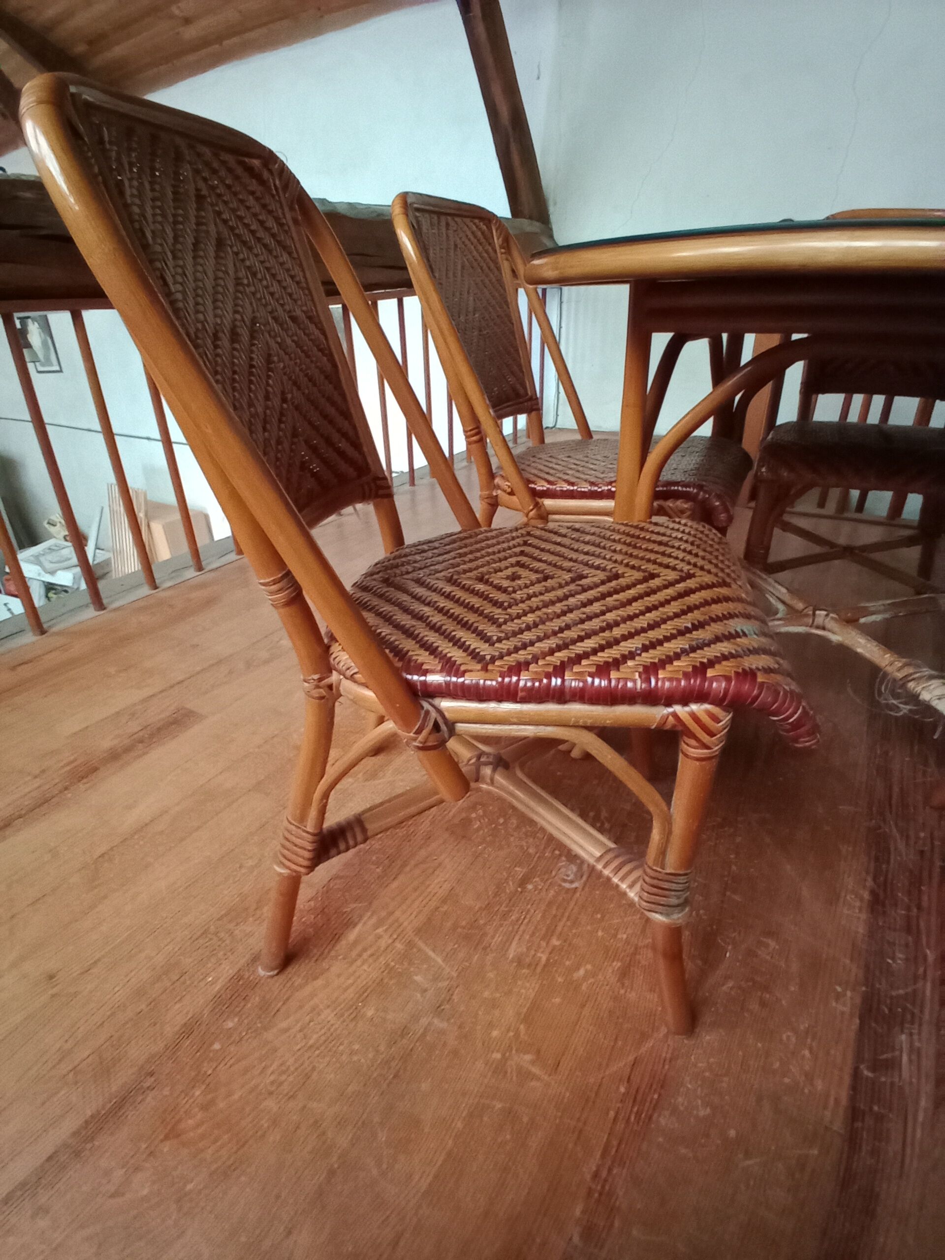 Rattan table and four chairs
