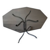 Table à manger en verre fumé et métal chromé 1970