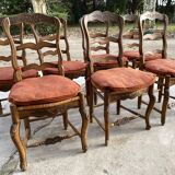 Set of 7 Provencal straw chairs