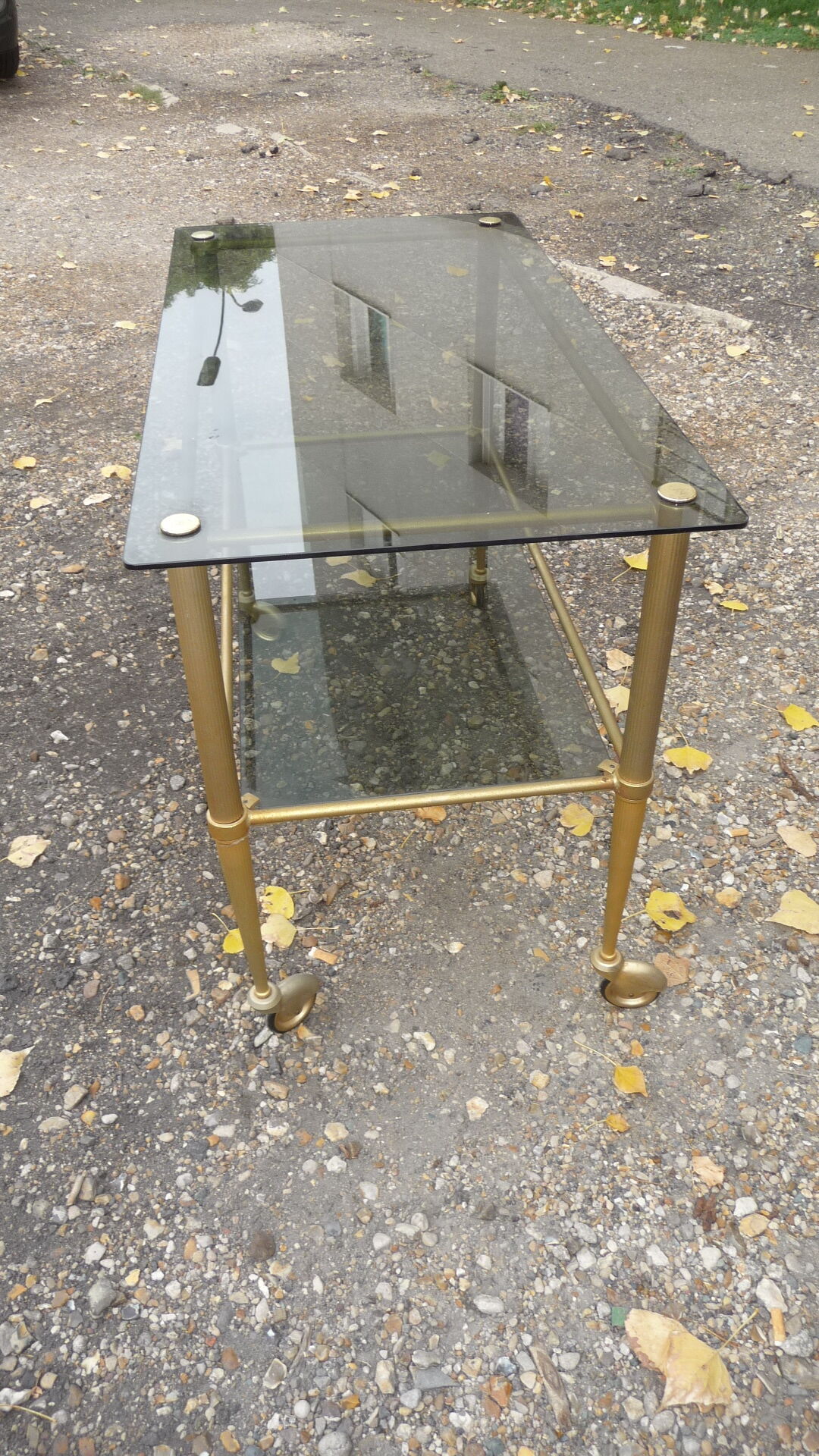 Table basse verre et laiton vintage
