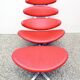 Paul Volther 'Corona Chair' with Ottoman, 1990s Replica in Leather