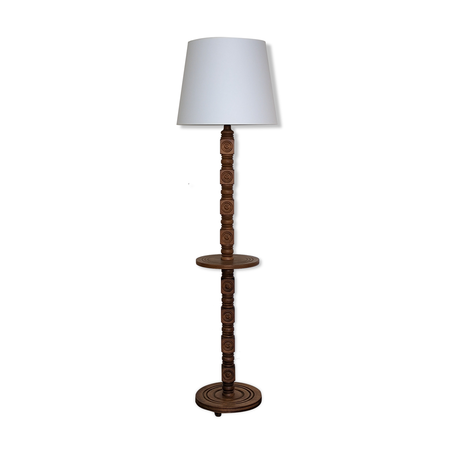 Neo-Basque floor lamp in turned wood - 50s