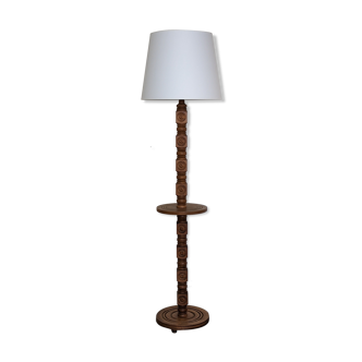 Neo-Basque floor lamp in turned wood - 50s
