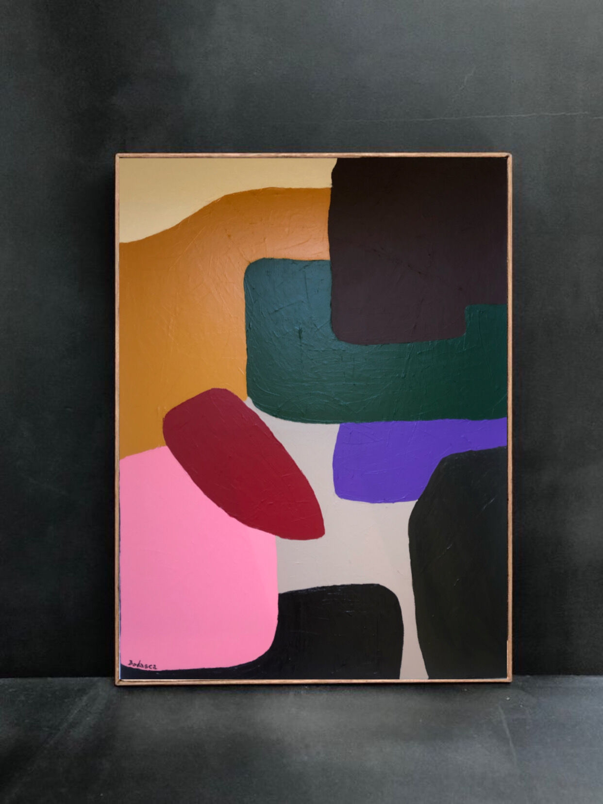 Colorful abstract painting, "Colored Imperfection" 80x65 by Bodasca