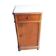 Old louis philippe style bedside table in wood & white marble