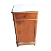 Old louis philippe style bedside table in wood & white marble