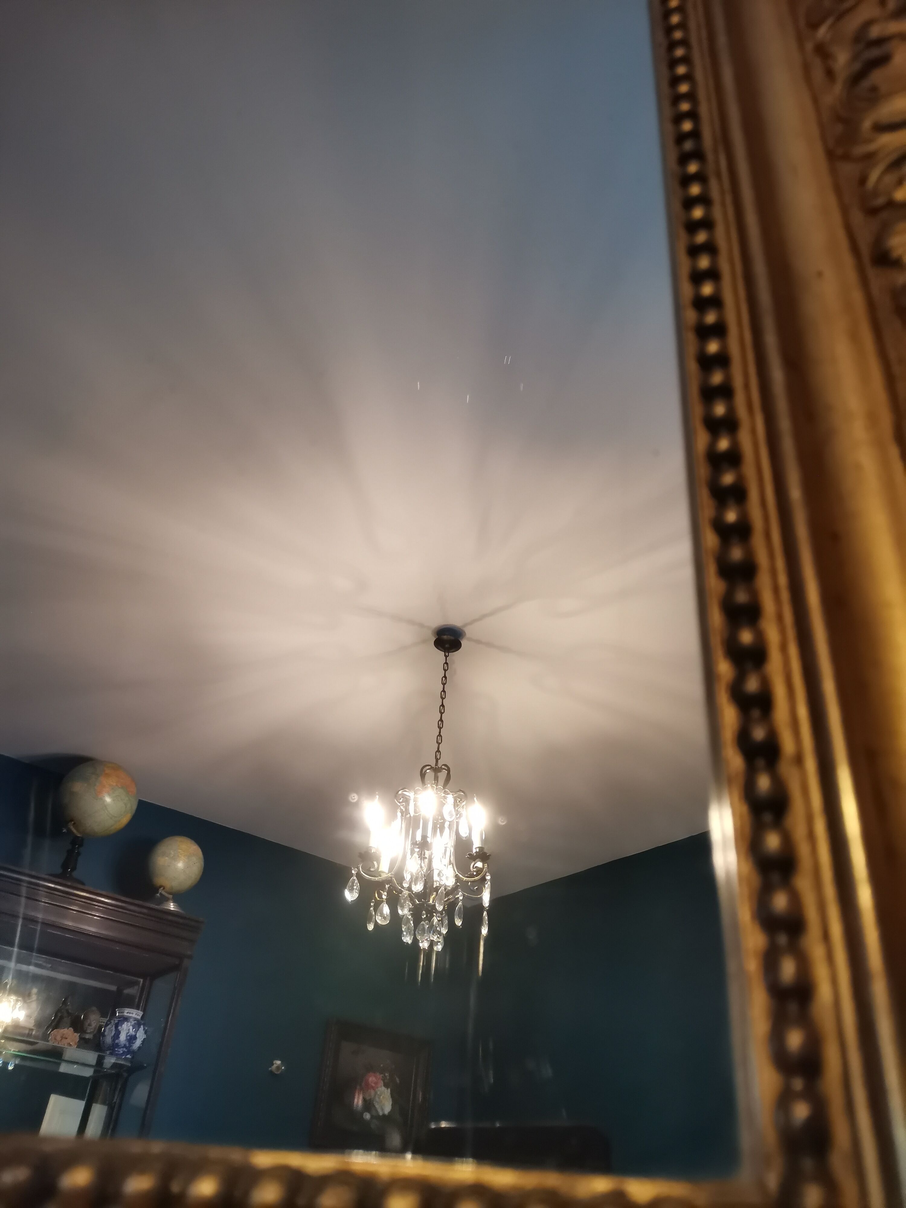 Mirror XIXth in gilded stucco, H 142 cm