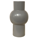Round and long vase in gray ceramic 24cm