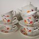 Ceramic coffee or tea service moulin des loups (orchies) flower from the 60s