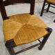 Series of 4 wooden chairs and straw